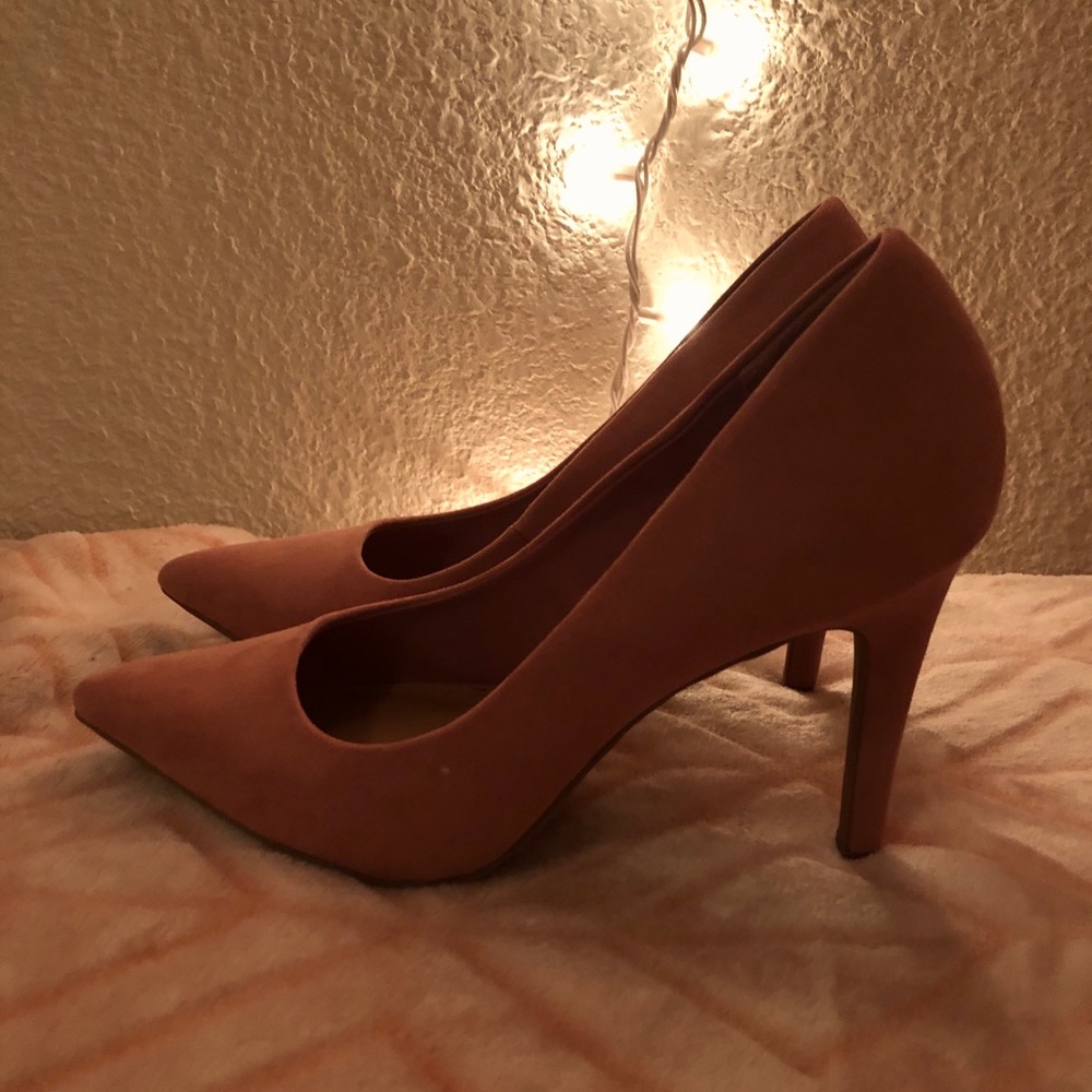Pink Suede Christian Siriano Heels
